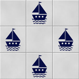 Sail Boat Nautical Vinyl Wall Tile Transfers Stickers Decals Bathroom Home