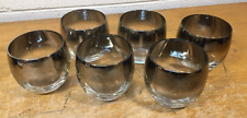 6 MCM Dorothy Thorpe Silver Fade Roly Poly Low Ball Mercury Glasses Vintage