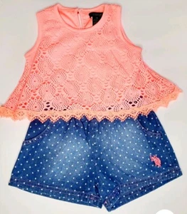 U.S. Polo Assn Little Girls Neon Corla Romper Size 4 - Picture 1 of 1