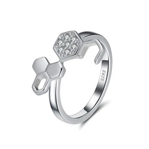 Honeycomb Ring for Women or Girls Cz Sterling Silver Bee Jewelry Ginger Lyne - Picture 1 of 6