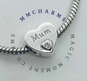 Argento Sterling S925 - Ciondolo e sacchetto cuore MAMMA - regalo festa della mamma gioiello con perline - Foto 1 di 6