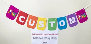BRIGHT RAINBOW CUSTOM PERSONALISED NUMBERBLOCKS THEME BIRTHDAY PARTY BANNER - Picture 1 of 16