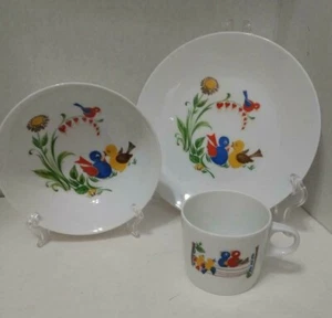 Vintage Lorenz Hutschenreuther Germany Porcelain Plate, Bowl, Cup Birds, Flower - Picture 1 of 8