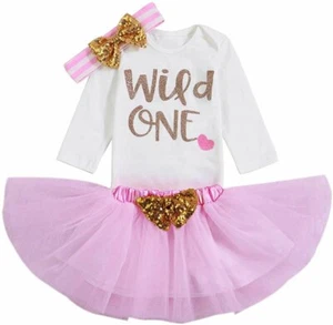 Baby Girl Clothes Off-Shoulder Romper Floral Ruffle Lace Dress 9-12 Months - Picture 1 of 8