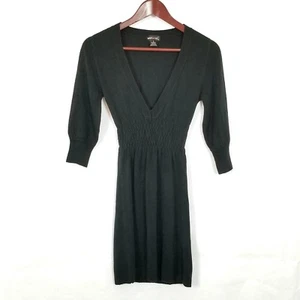 Wet Seal Sweater Dress Womens Juniors Small Black Stretchy Mini V Neck - Picture 1 of 6