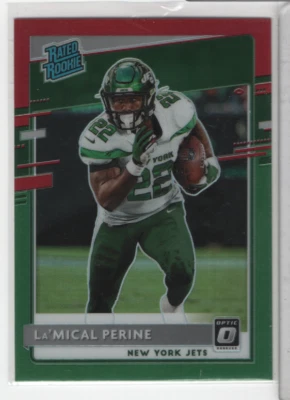 La'Mical Perine Jets 2020 Panini Optic Bronze Holo Rated Rookie P-340 031021DMCD - Image 1 of 2