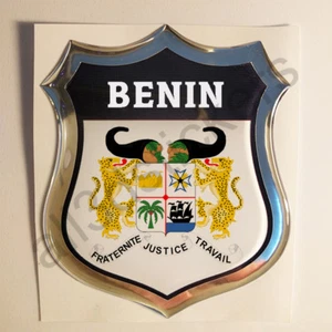 Autocollant Bénin Emblème Armoiries Blason Adhésif Bénin 3D Résine Voiture Moto - Picture 1 of 1