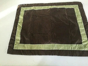 Blocco colore verde lime lucido marrone 20 x 26" cuscino finta poliestere bordo flangiato - Foto 1 di 7