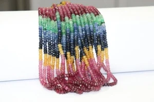 Natural Multi Sapphire Faceted Rondelle 3-5MM Gemstone Healing Loose Beads 12" - Picture 1 of 10