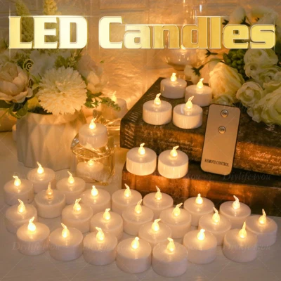 Flickering Tea Lights LED Votive Candles Lights FLAMELESS With Remote Control US - Image 1 of 4