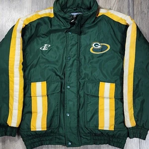 Vintage Green Bay Packers Logo Athletics Pro Line Jacket Size Large Hooded Coat - Picture 1 of 24