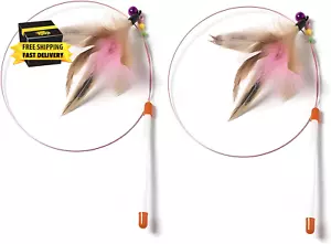 Cat Toys Interactive for Indoor Cats,2 PCS Feather Toy for Teaser Play and Chase - Picture 1 of 6