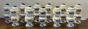 10 Vintage Blue Onion Arnart Spice Shakers Salt Pepper Ceramic Jars Japan 1950's - Picture 1 of 7