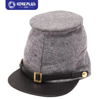 Civil War Confederate Forage Grey Kepi with Leather Peak - All Sizes Available - Image 1 of 4