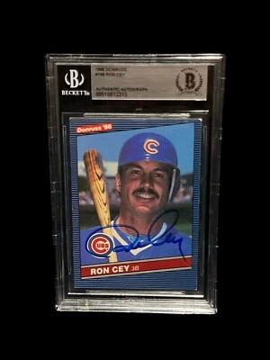RON CEY CUBS SIGNED AUTOGRAPH 1986 DONRUSS BASEBALL CARD #198 BAS BECKETT (213) - Image 1 of 2
