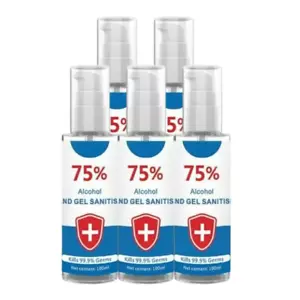 5 x Hand Sanitiser 100ml Instant Gel Wash 75% Alcohol 99.9% Anti Bacterial Germs - Picture 1 of 5
