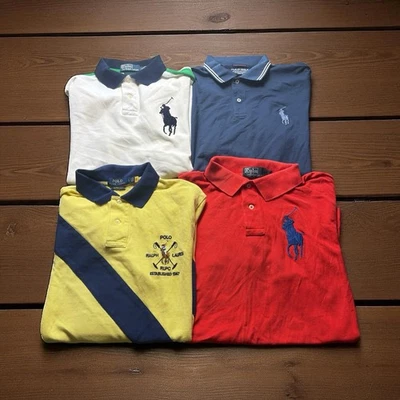 Lot of 4 Polo Ralph Lauren Short Sleeve Polo Shirts Men’s Large Big Pony - Image 1 of 4