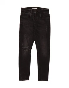 Jeans skinny ZARA uomo effetto invecchiato W30 L28 nero cotone AJ10 - Foto 1 di 4