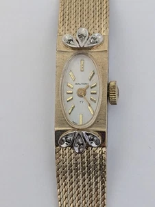 Vintage Waltham 17 Jewel Mechanical Ladies Cocktail Watch Gold Tone Diamond - Picture 1 of 11