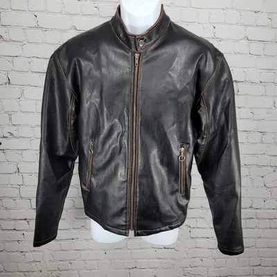 BC Ethic Black Faux Leather Full Zip Quilted Liner Moto Jacket Size Small S - Image 1 of 4