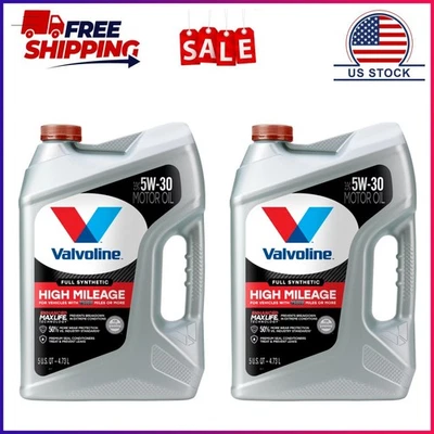 Paquete de 2 Valvoline Completamente Sintético Alto Kilometraje con MaxLife Technologyl 5W-30 Mot Foto 1 de 4
