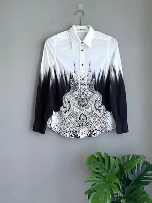 Blusa Camisa Feminina Etro Milano Estampa Paisley Branca/Preta, Tamanho 44/S - Imagem 1 de 4