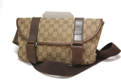 Autêntica Gucci GG lona monograma cinto bum bag bolsa fanny pack marrom 1119a - Imagem 1 de 4