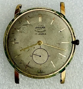 VINTAGE ENICAR ULTRASCHALL 17J A-R 982 cal. TEILWEISE GOLDFILLED UHR FÜR TEILE - Bild 1 von 4