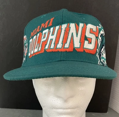 老式 90 年代迈阿密海豚队体育特种 NFL 职业线网格平沿帽 — 第 1/4 张图片