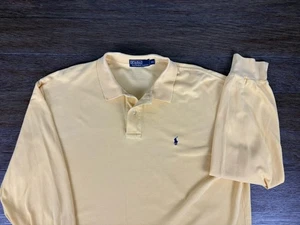 Polo Ralph Lauren Long Sleeve Polo Shirt Men’s XL Yellow Navy Pony Knit - Picture 1 of 12