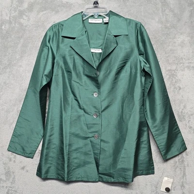 Bloomingdales Top Conjunto Mujer Talla 6 Verde Seda Tanque Blusa Chaqueta Dos Piezas *Defectos Foto 1 de 4