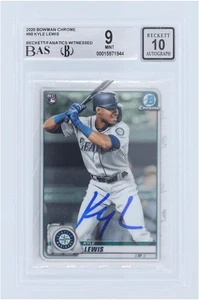 Kyle Lewis Seattle Mariners Signed 2020 Bowman Chrome #90 BAS 9/10 Rookie Card - Picture 1 of 3