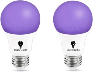 Bluex Bulbs 2 Pack LED Black Light Bulb, 9W A19 E26 Blacklight Bulb Level 385-40 - Picture 1 of 12