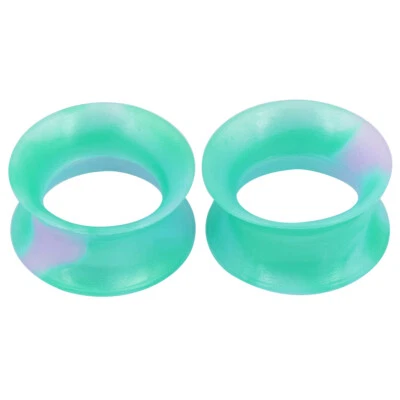 2PCS Silicone Flexible Ear Gauges Plugs Stretchers Double Flared Flesh Tunnels - Image 1 of 4