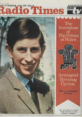 VINTAGE COPY "RADIO TIMES" JUNE 26 / 1969 THE INVESTITURE OF THE PRINCE OF WALES - Image 1 of 3