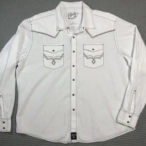 Rock 47 Wrangler Pearl Snap Shirt Men XXL White Embroidered Long Sleeve Western - Picture 1 of 12