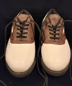Apex Golf Shoes Men’s Size 11 Classic Soft Spike Saddle White/Brown Lace Up - Picture 1 of 14