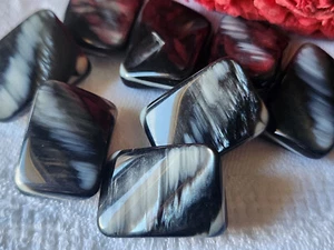 Lot 6 superbes boutons vintage noir reflet nacré 1,6 sur 2,2 cm pied ref 1660 - Imagen 1 de 5