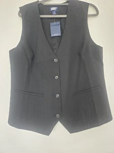 LANDS END women's Size 12 Black Business Waistcoat Polyester Wool Spandex - Picture 1 of 7