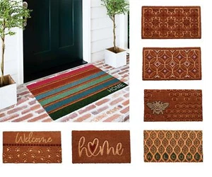Large Embossed Coir Doormat 45 x 75cm Natural Coconut Dirt Trapper Non-Slip Mat - Picture 1 of 29