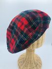 Vintage Pendleton Virgin Wool Red Plaid Mens Newsboy Cabbie Derby Hat Flat Cap L