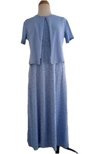Modeerscheinungen Cottagecore blau Blumen langes Kleid mit einem Knopf Abdeckung Oberteil Damen Gr. PS - Bild 1 von 8