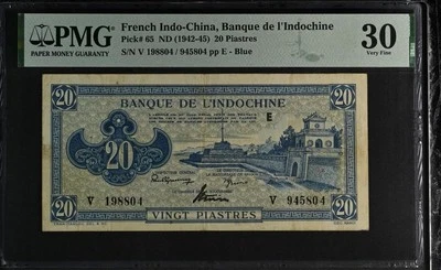 French Indochina P-65 20 Piastres 1942-45 PMG 30 - Image 1 of 2
