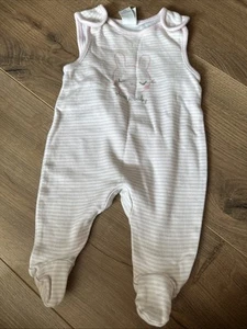 Strampler Overall 56 C&A gestreift Weiß Rosa - Bild 1 von 6