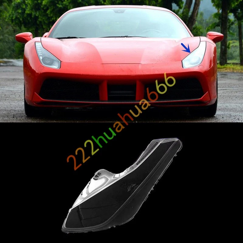 Left Front Headlight Lens Clear Shell + Sealant Glue For Ferrari 488 2015-2019 - Imagem 1 de 4
