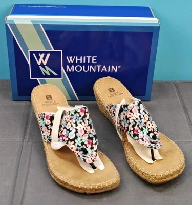 Sandalia de cuña alpargata de pelota de playa WHITE MOUNTAIN floral talla 9,5 M Foto 1 de 4