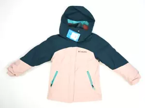 Columbia Bugaboo II Fleece Interchange Jacket Pink Green Hooded Youth Girls XS - Picture 1 of 8