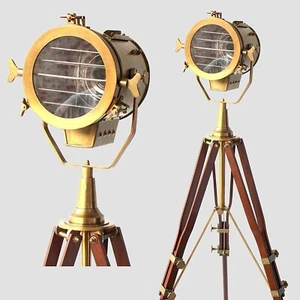 Modern Searchlight Nautical Floor Lamp Tripod Base Spot Light For Living Room - Picture 1 of 4