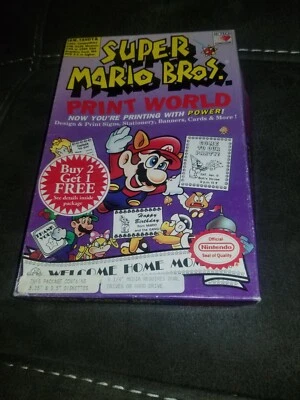 Super Mario Bros Print World IBM Tandy 3.5 5.25 Disks Box Nintendo 1991 Complete - Image 1 of 4