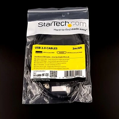 Star Tech USB Cable Micro USB Cable A to Up Angle Micro B 2 M 6 Feet USBAUB2MU  - Image 1 of 3